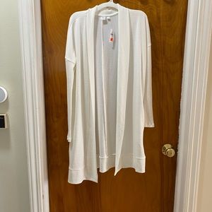 White duster sweater